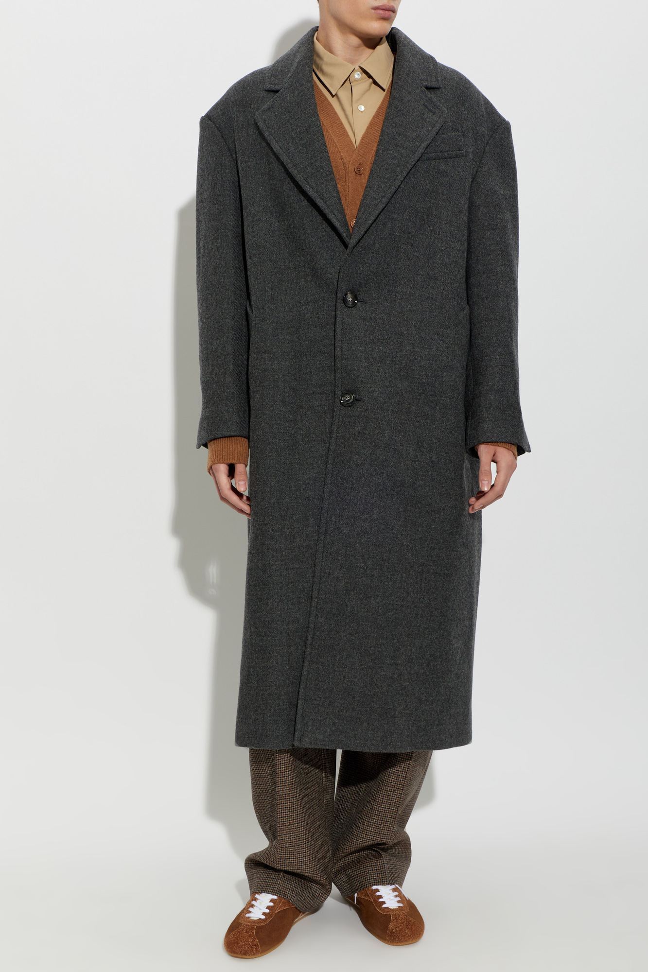 Grey Wool coat with single vent Ami Alexandre Mattiussi - Vitkac
